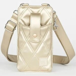 NWT IHKWIP "Call Me Later" RFID Cell Phone Crossbody - Champagne Gold